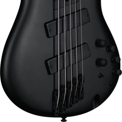 Ibanez SRMS625EX Iron Label Electric Bass, 5-String, Black Flat image 4