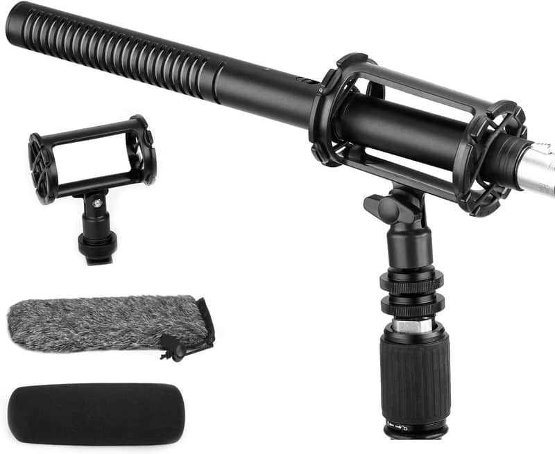 Super-Cardioid Shotgun Condenser Microphone with 24 48V Phantom Power for Camera Film image 1
