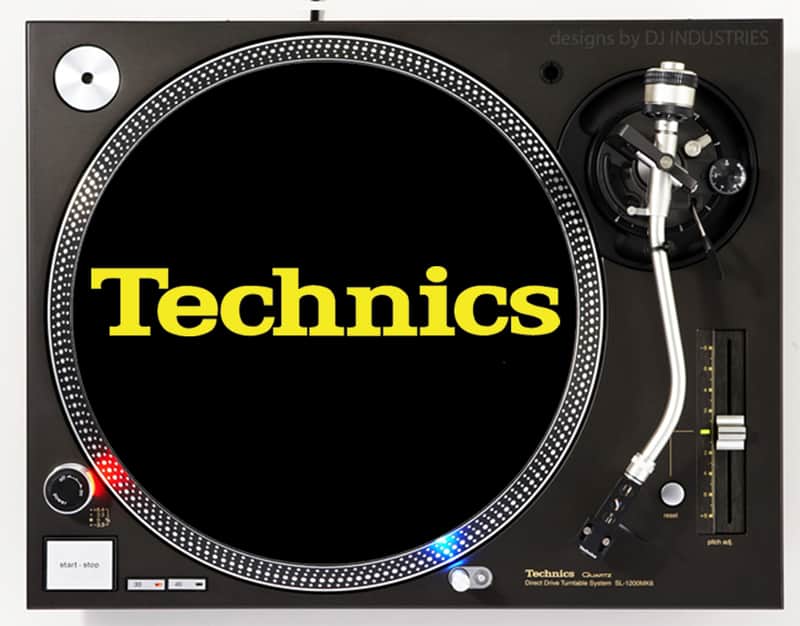 Technics Classic Yellow on Black - DJ slipmat for vinyl LP record player turntable image 1