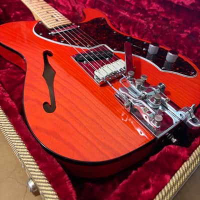 2001 Fender American ’90s Telecaster Thinline SOT Sunset Orange Transparent w/ Hipshot B/G Bender & Drop-D + G&G Case image 13