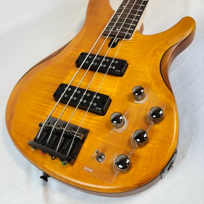 Yamaha TRBX604FM Flame Top 4 String Bass, 3-Band Active EQ , Matte Amber 2026 image 5