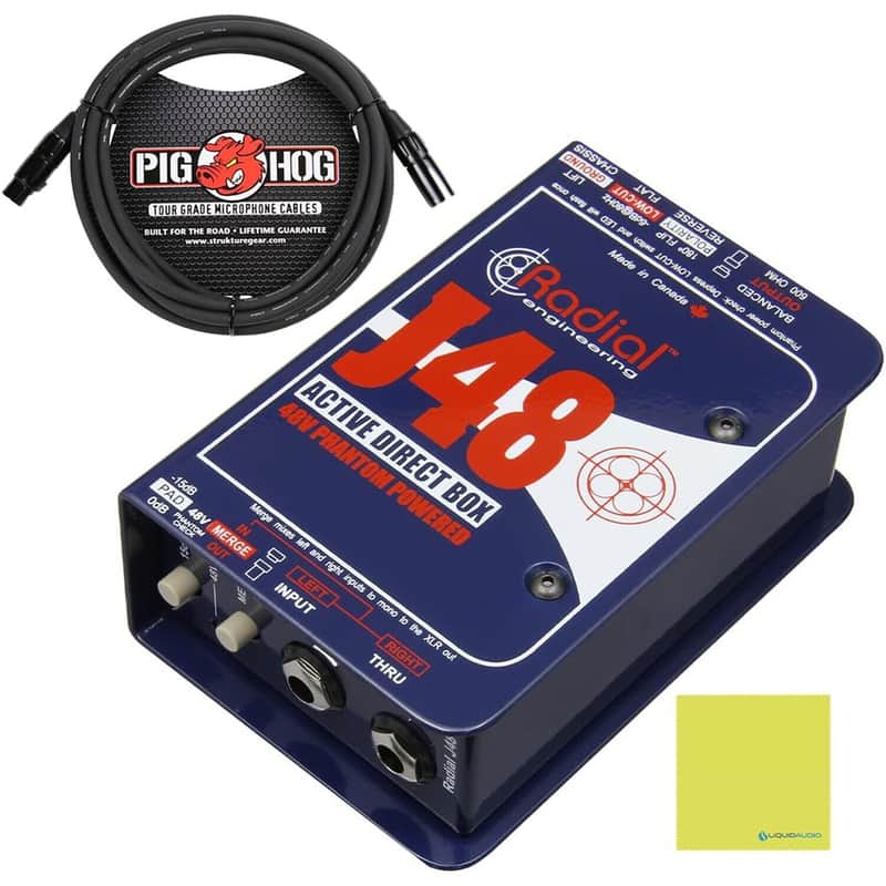 Radial Engineering J48 Premium Phantom Powered Active Direct Box Bundle w/Pig... image 1