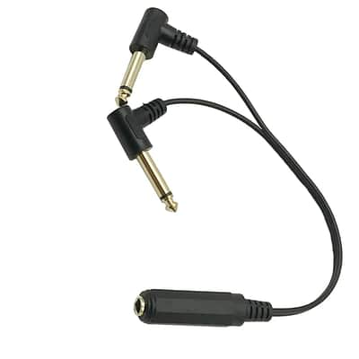 Right Angled Y Splitter Guitar Extension Cable 25CM Gold Plated 6.35mm 1/4" Female TRS Stereo to Dual 2 x 6.35mm 1/4" Male TS Mono 90 Degree Right Angle Y Splitter Audio Cable image 3