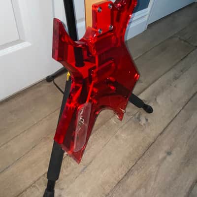 1999 BC Rich Ice Acrylic Warlock Guitar See Thru Red Lucite w OHSC image 11