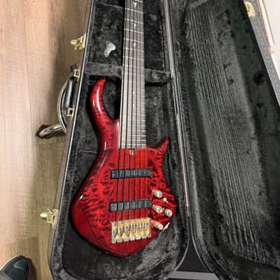 Warrior Custom Build DM 6 String Bass 2000s - Quilted Red image 1