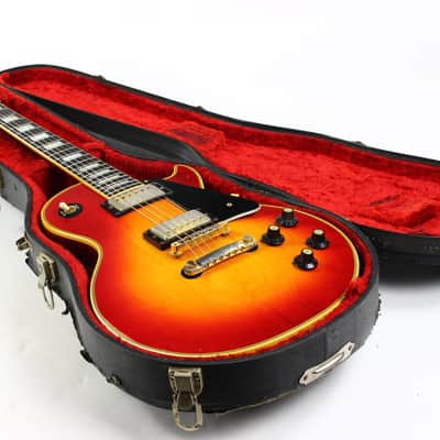 1973 Gibson Les Paul Custom Cherry Sunburst Vintage LP w Original Case Patent Sticker Humbuckers image 2