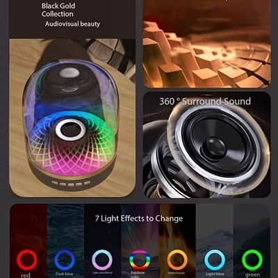 Gradient Light Wireless Speaker – Ambient LED Bass Speaker with Type-C Charging, TF Card & AUX Playback image 2