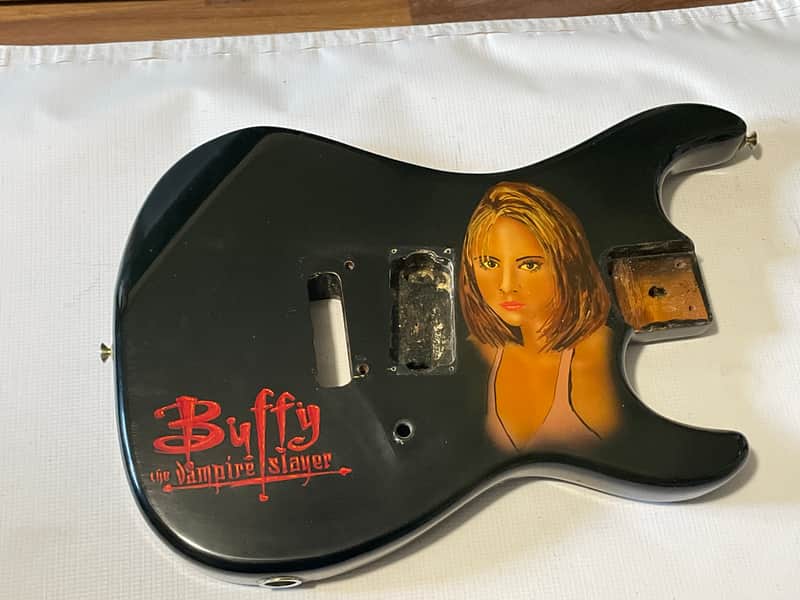 1980's Korean Kramer Striker 100st Black Single Pickup Guitar Body Floyd Ready Buffy Graphic image 1