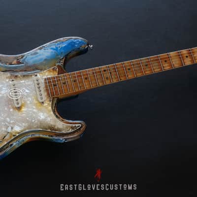 Fender Stratocaster 50th Anniversary Pelham Blue/Amber Paisley Made in USA Heavy Aged Relic image 16