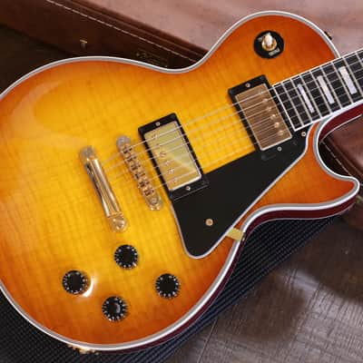 2015 Gibson Custom Shop Les Paul Custom Figured Electric Guitar Iced Tea Burst + COA OHSC image 3