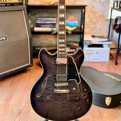D’Angelico Excel DC – Charcoal Burst – Semi-Hollow – w/ Hard Case + Tags – Excellent image 1