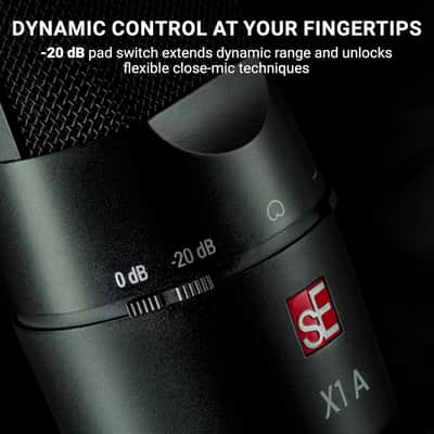 SE ELECTRONICS X1 A 2C Large Diaphragm Condenser Microphone with 100 Hz Filter & -20 dB Pad - XLR Condenser Mic for Singing & Instruments - Professional Studio Microphone for Recording (White) image 5
