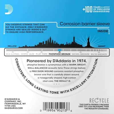 D'Addario EJ16 Phosphor Bronze Acoustic Guitar Strings, Light, 12-53 image 2