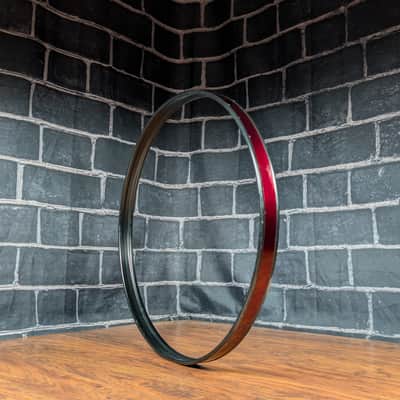 22" Metallic Red Bass Drum Hoop – Steel Black Hoop w/ Red Wrap – Player‑Grade image 4