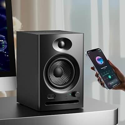 Dual-Mode 2.0 Studio Monitors, Active Monitor Speakers for Near Field Music Production, Bluetooth 5.3 Wireless Computer PC Monitor Gaming Bookshelf Speakers(Pair, Black) image 2