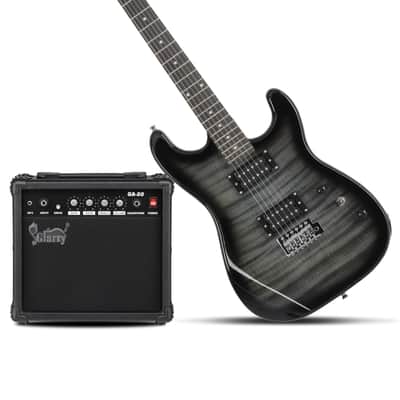 Glarry GST Electric Guitar HH Pickup Tiger Stripe / Black + Amplifier image 1