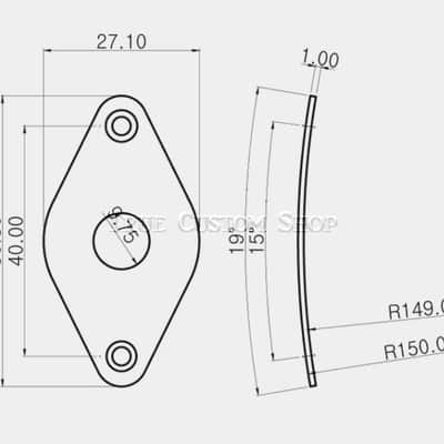 True Custom Shop® Chrome Curved Football Jack Plate w/h Screws for Fender Guitar image 2