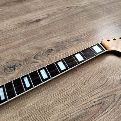 Stratocaster Compatible Rosewood and Roasted Maple Guitar Neck 70s Large Headstock with Pearl Inlays image 5