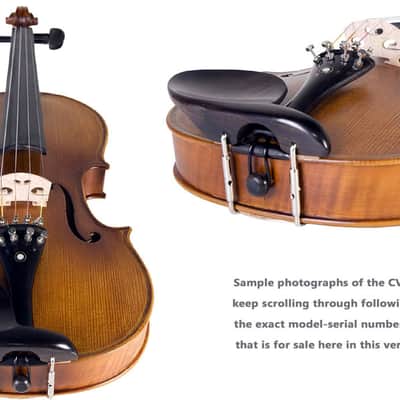 Cecilio 4/4 Deluxe Student+ Violin Aged 2 Years+ Tonewoods Solid Spruce Top Flamed Maple,Neck & sides, Inlaid Purfling, All-Ebony Components, Independent Fine-Tuners, Mongolian Horsehair Brazilwood Bows, Satin Antique Finish image 3