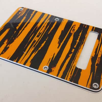 Strat Guitar Tremolo Cover - Yellow / Black Strip NEW image 2