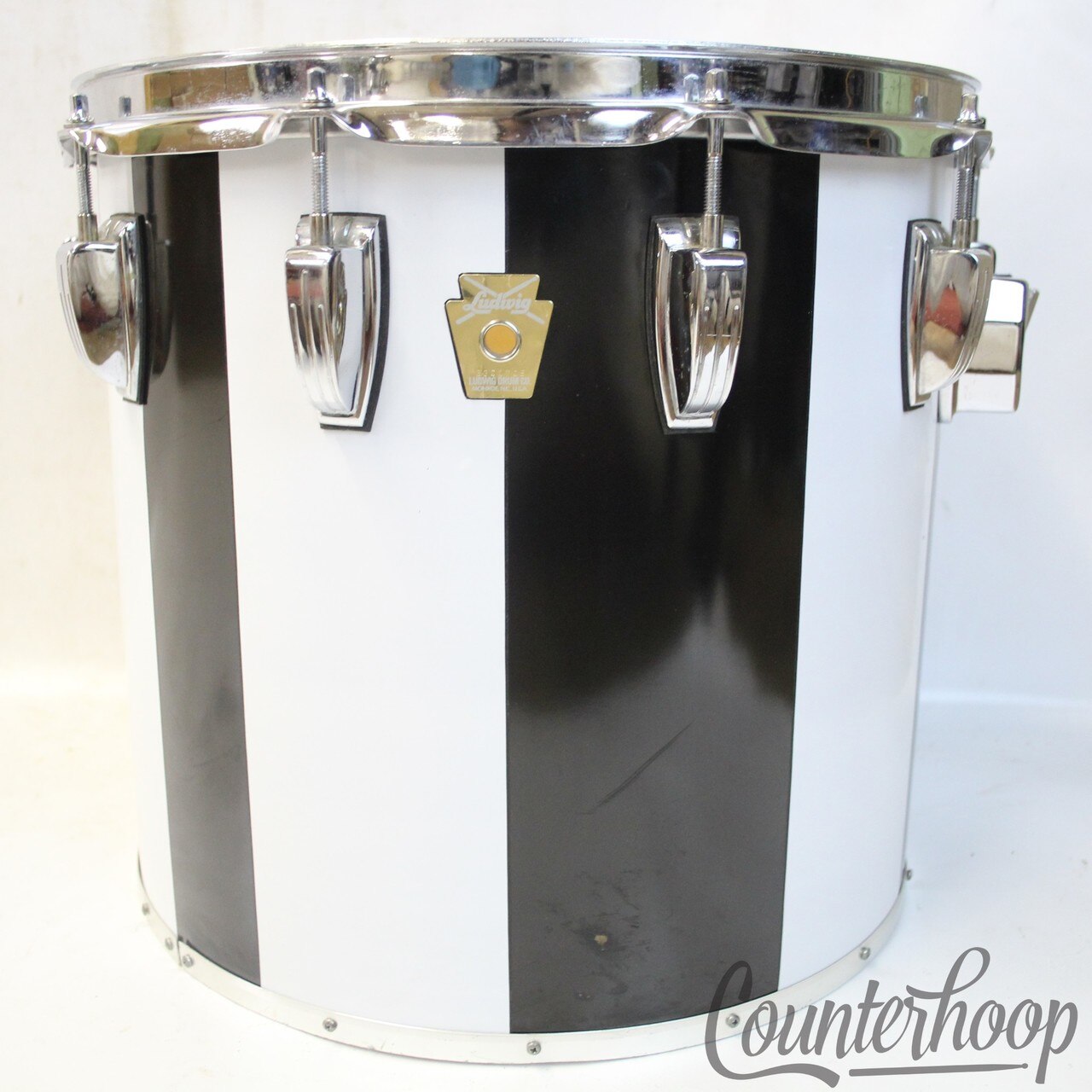 Ludwig 14x13"White/Black Concert Tom Drum Vintage 80s USA Monroe Keystone 10Lug — main photograph