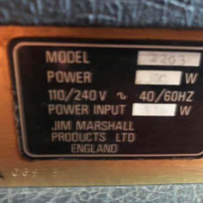 Marshall JMP 2203 Mk 2 Master Model 100w Lead Head and 4x12 Cabinet 70's image 3
