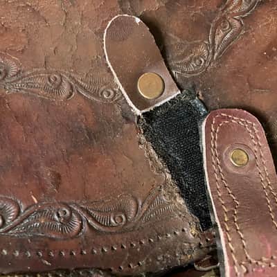 Antique 1890's M&W Bull's Head Leather Tooled Banjo Case image 15