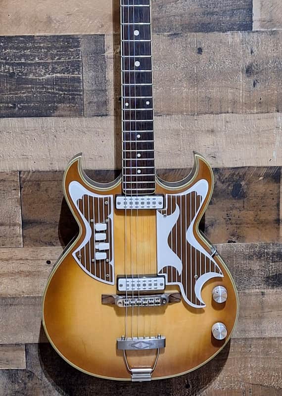1961 Eko 360/2V Florentine Semi-Hollow Body - Lemon Burst - - Very Good