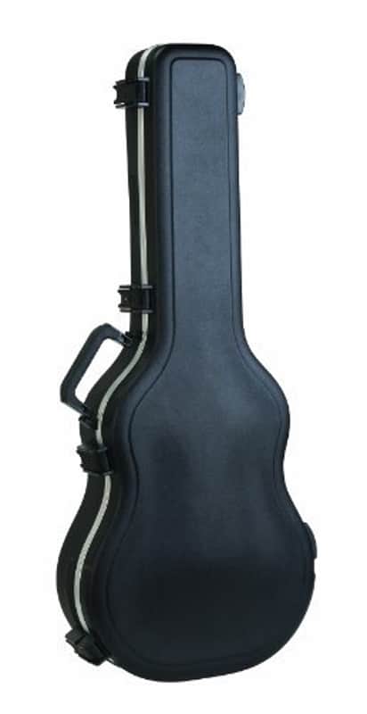 SKB Cases 000-Size Acoustic Shaped Guitar Hardshell Case with Full-Length Neck Support, TSA Latch, Over-Molded Handle, and Accessories Compartment image 1