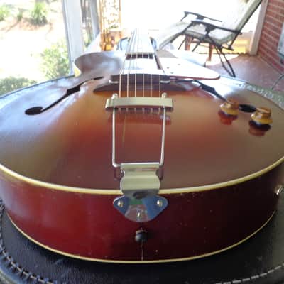 1930's Kay Baritone Archtop Guitar - B Tuning - Acoustic Electric - X Wide Fretboard - Period Case image 14