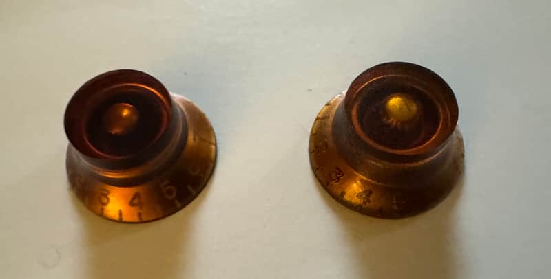 Gibson Les Paul 1980’s - Amber Top Hat knobs set of 2 image 1