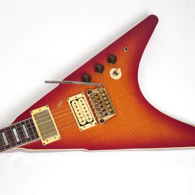 1983 Ibanez Rocket Roll RR550 Flying V - Cherry Sunburst Flamed Maple - Original Case & Hang Tag image 9