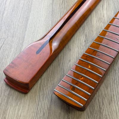 Left Handed Dark Roasted Maple Wood Guitar Strat Stratocaster Style Neck, 22 Frets Fingerboard image 5