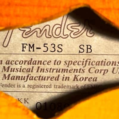 Fender FM-53S Mandolin - Sunburst Excellent image 2