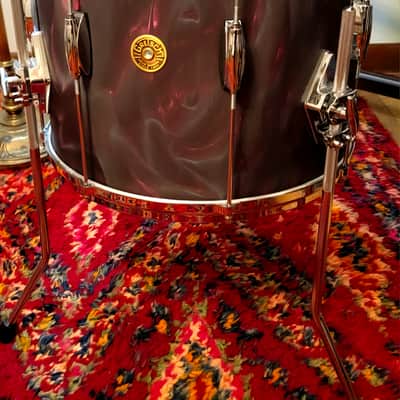 Gretsch 14"x16" FLOOR TOM w/Legs USA Custom Heritage Lugs - Black Satin Flame Nitron Wrap *EXCELLENT* 2024 image 17