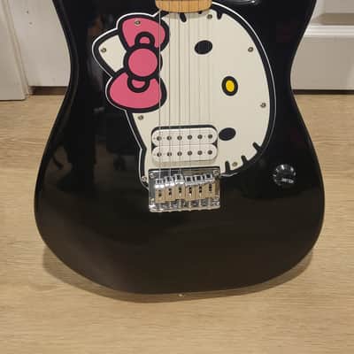 $1100 Squier Hello Kitty Stratocaster Electric Guitar – Black image 2
