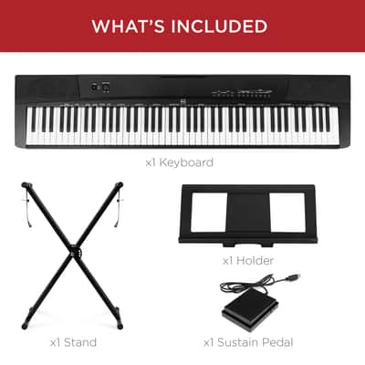 Cxxss 88-Key Digital Piano Set w/ Semi-Weighted Keys, Stand, Sustain Pedal - Black image 3
