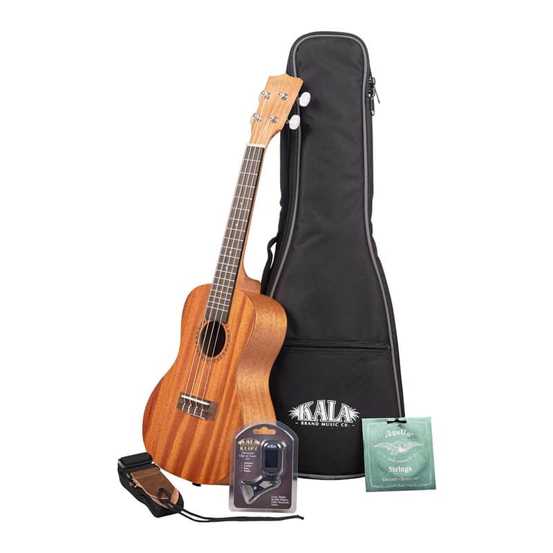 Kala KA-15C Satin Mahogany Concert Ukulele Bundle with Gig Bag, Tuner, Strap, and Aquila Strings image 1