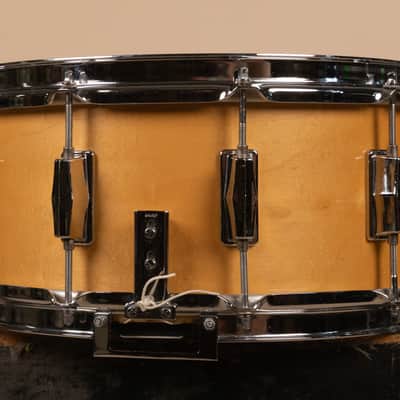 1980s Pearl 6.5x14 M-314L Natural Maple Snare Drum image 8