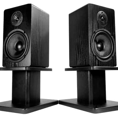 (2) Rockville RockShelf 64B Black 6.5" Home Bookshelf Speakers+8" Speaker Stands image 5