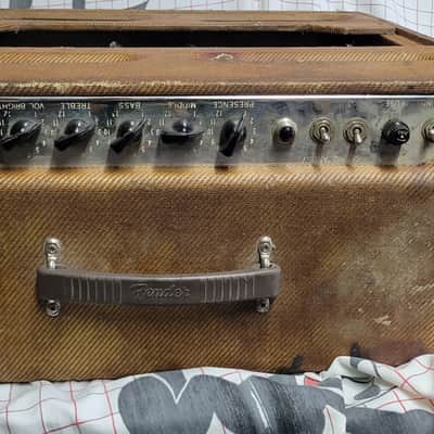 1959 Tweed Fender Bassman guitar bass amp, 4x10 P10R's image 3