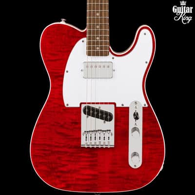 Squier Affinity Series Telecaster Flame Maple Top Crimson Red Transparent image 1