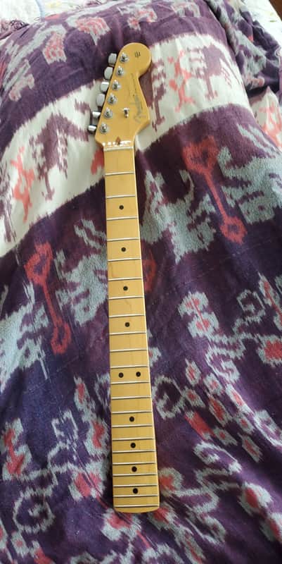 Fender USA 22 fret maple strat neck 2016-17 nut and neckplate image 1