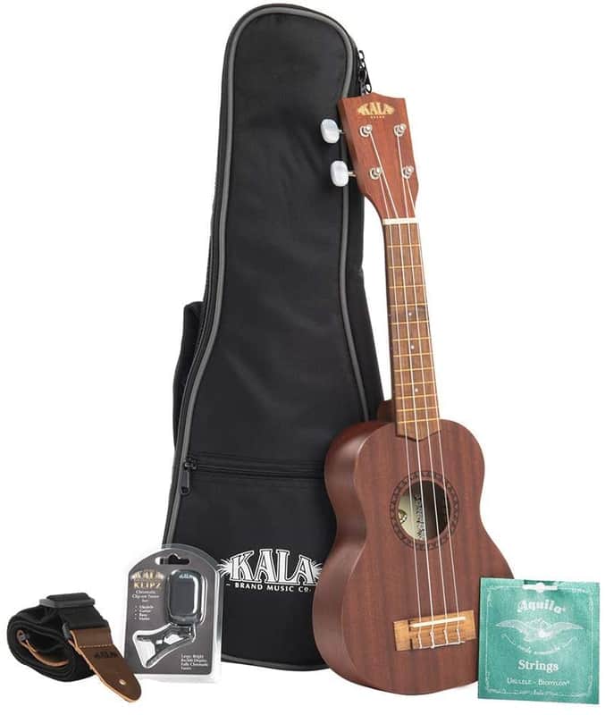 Kala KA-15S Satin Mahogany Soprano Ukulele Bundle with Gig Bag, Tuner, Strap, and Aquila Strings image 1