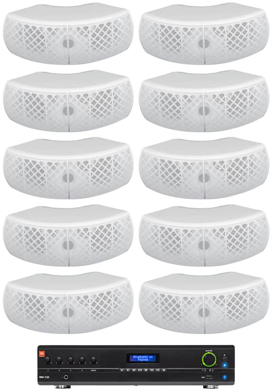 JBL VMA1120 Commercial 70v Amplifier+(10) White Dual 4" Speakers For Restaurant image 1