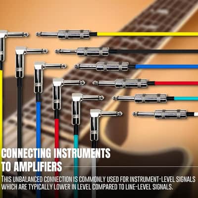 1/4" Right Angle Amp Cords for Bass & Electric Guitar - Premium OFC Copper Wire | 20ft Right Angle to 1/4 Inch TS Straight Instrument Cable Pack| Multi-Color Amp Cables (20ft, 6 Pack) image 7