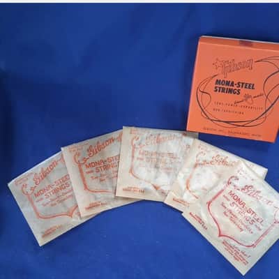 Vtg 5 Gibson 2 or B String Mona-Steel Guitar strings & Box 1950's NOS image 2