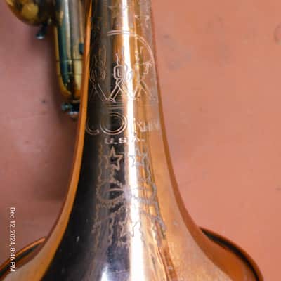 Conn DIRECTOR 1956 - lacquered brass with coprion (copper) bell tube and nickel top and bottom caps image 5