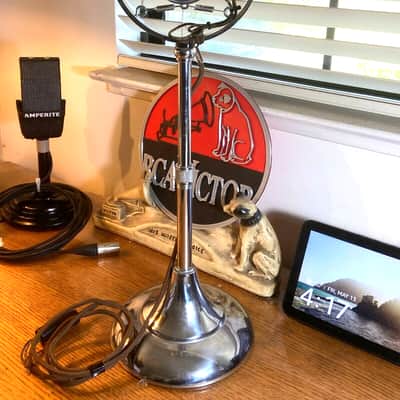 Early 1930's UNIVERSAL BB Carbon Ring Spring Microphone w/Stand & Cable-working! image 4