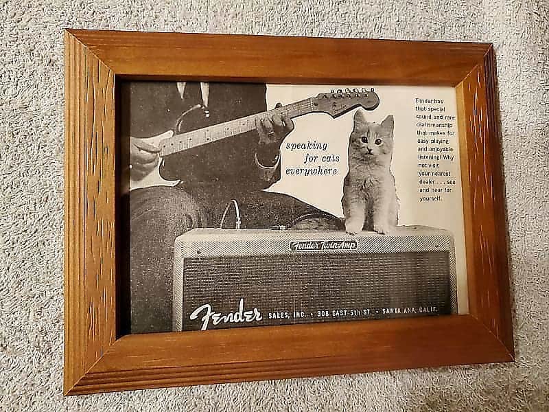1958 Fender Promotional Ad Framed Stratocaster Tweed Twin Amp Original image 1